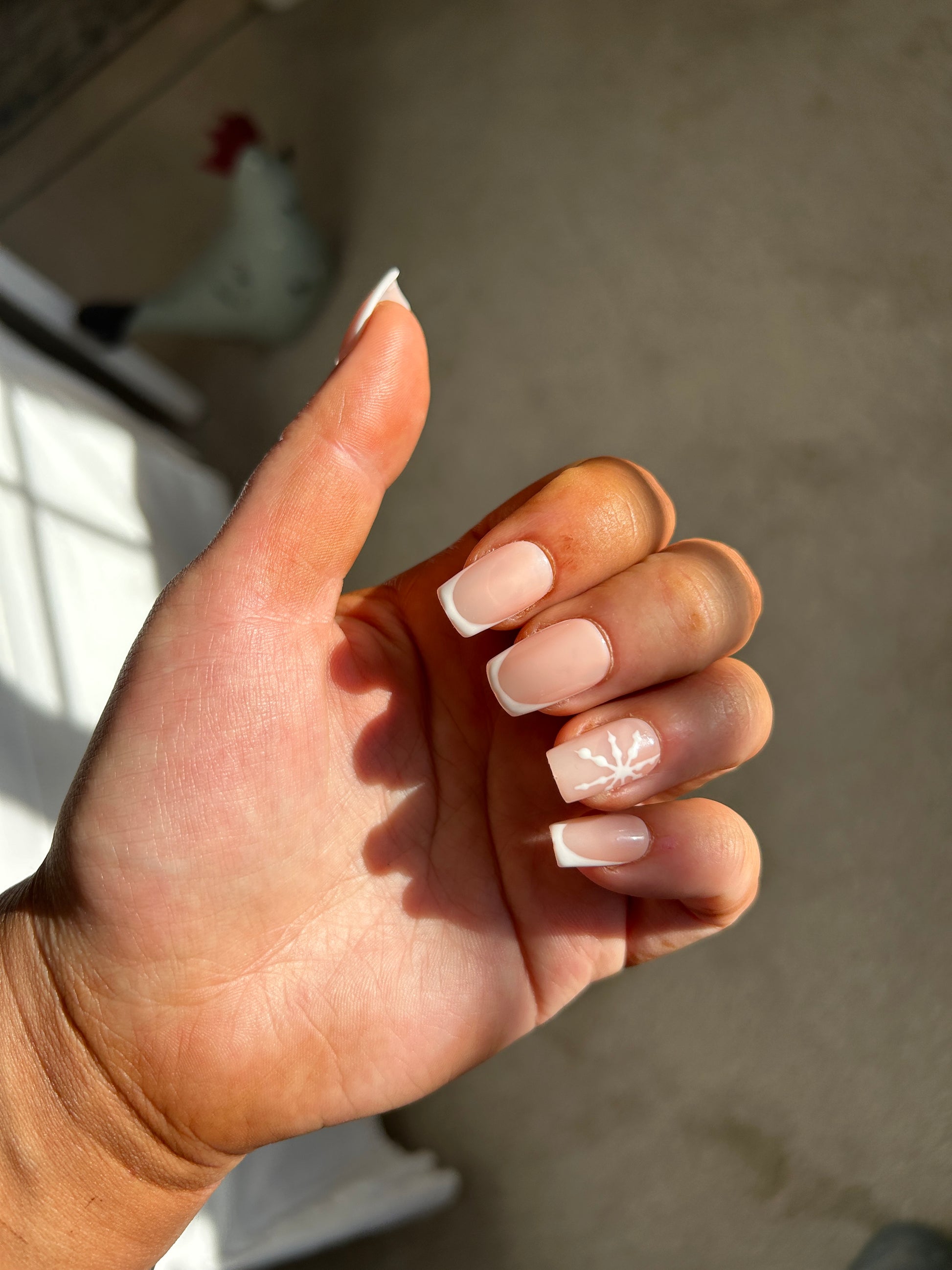 Snowflake French Tips False Nails