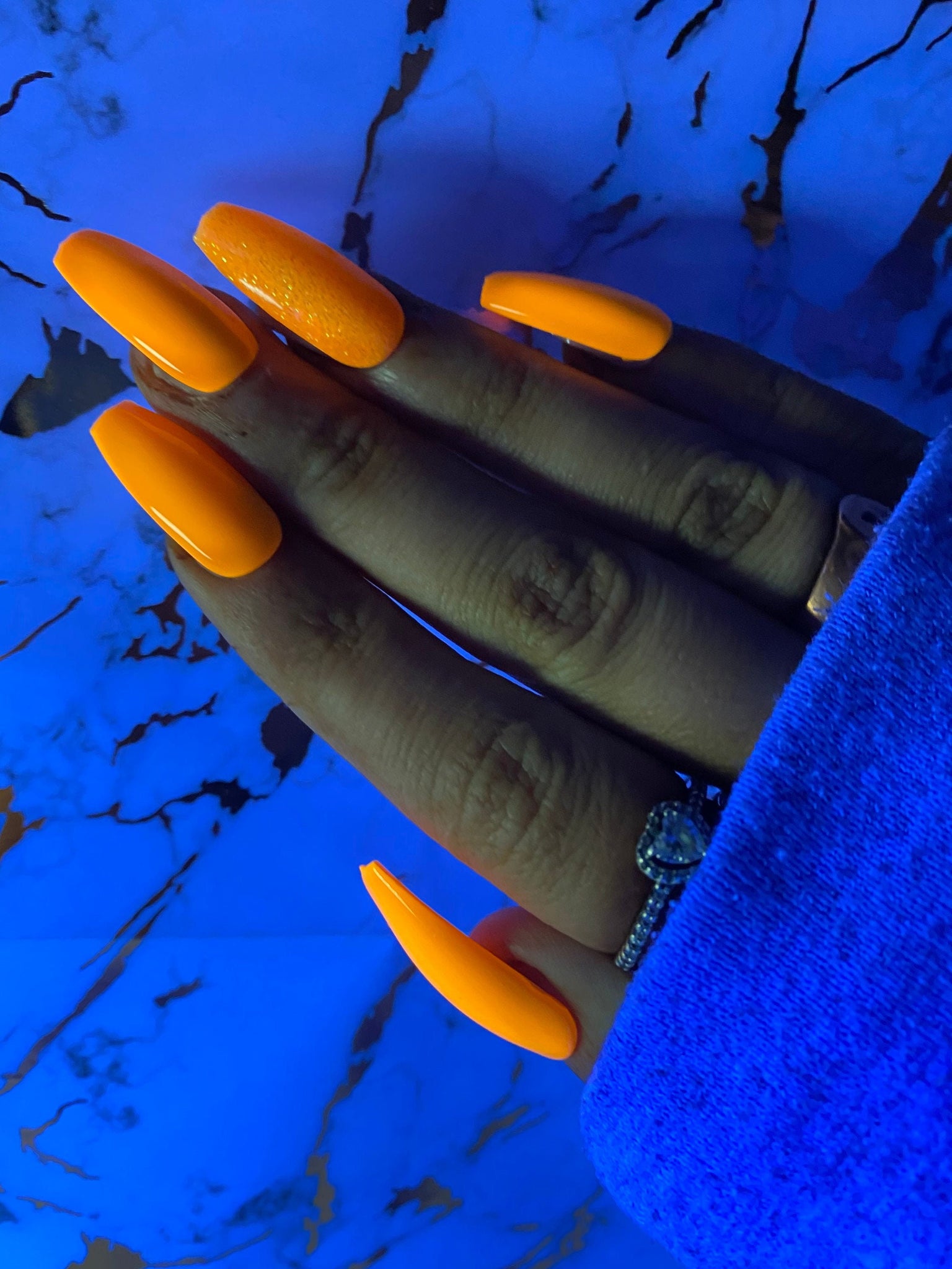 Neon Orange False Nails