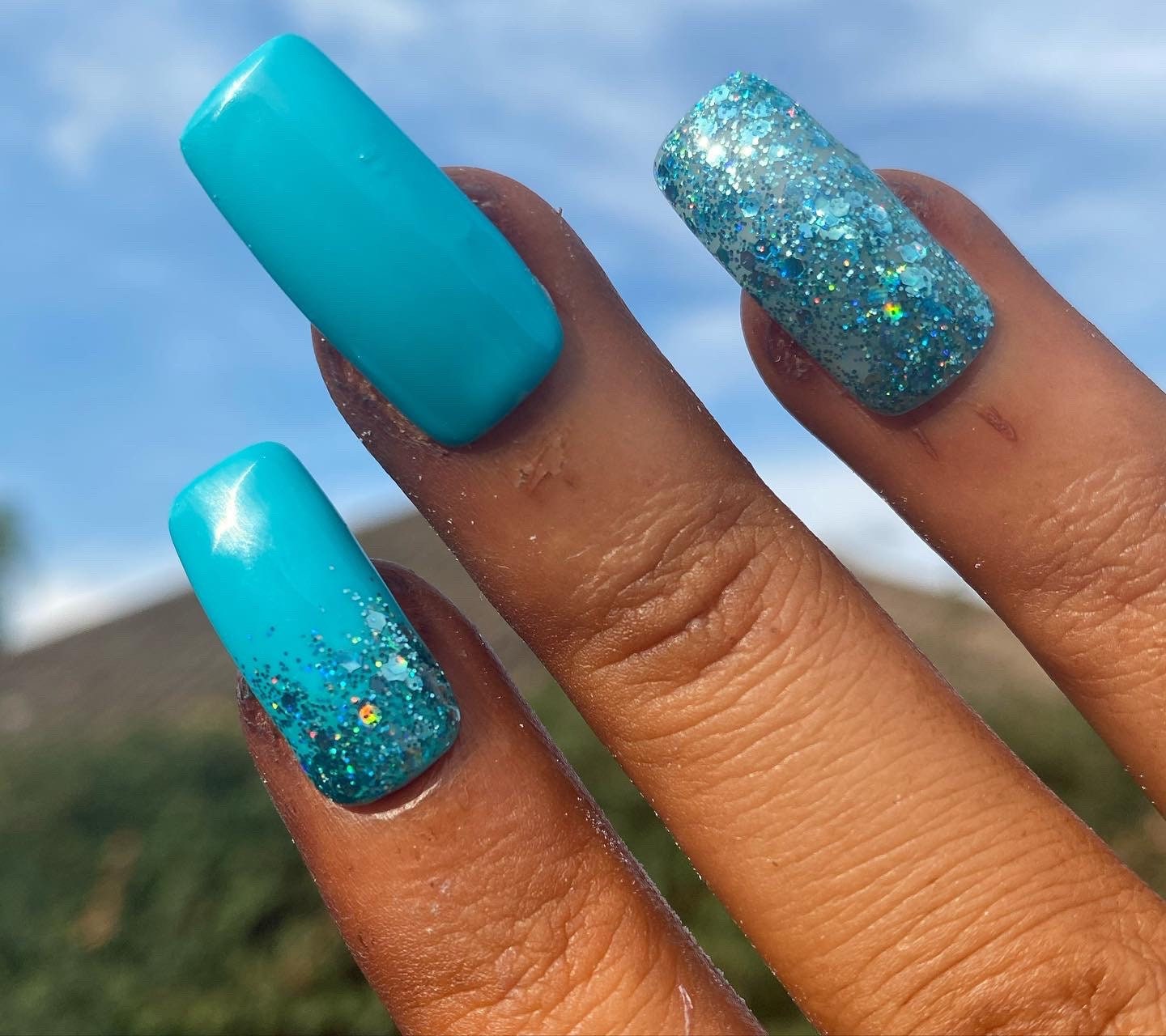 Tag someone who would love these aqua blue nails #nails #blue #aquablue  #aquablu... | Teal nails, Turquoise nails, Gel nails
