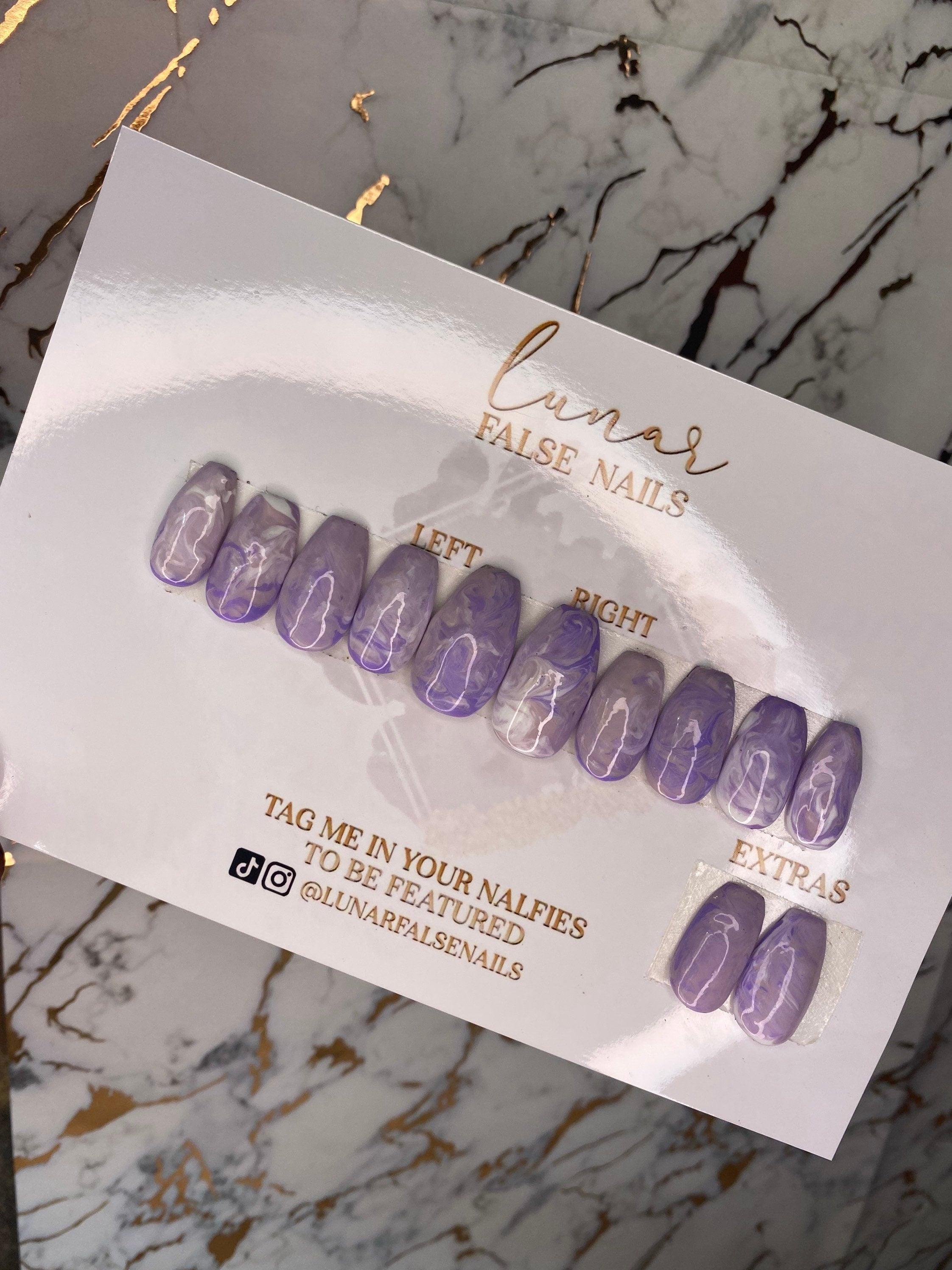 Baby Purple Marble False Nails - Lunar False Nails
